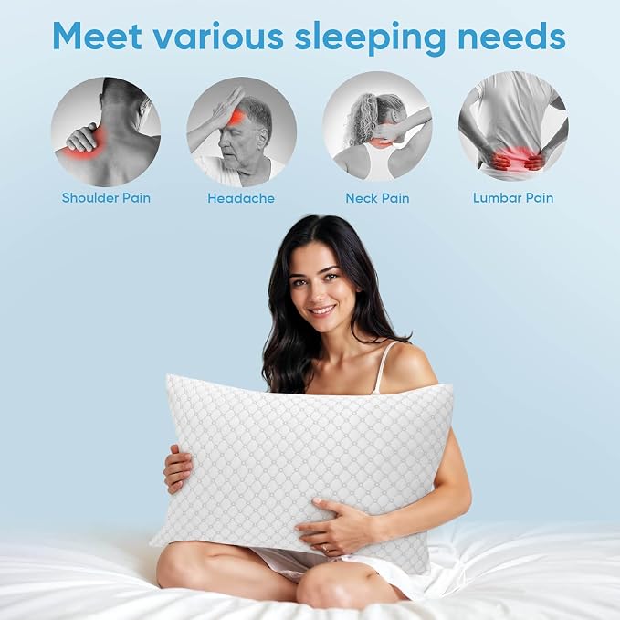 OAISZ Shredded Memory Foam Pillow, Standard Size Cooling Adjustable Firm Bed - Image 3