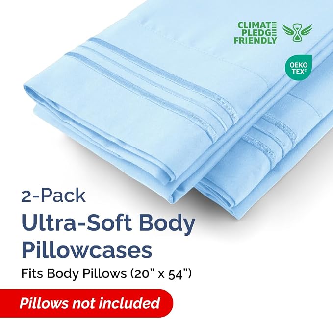 Body Pillowcases Set of 2-20x54 Long Body Pillow Case - Image 2