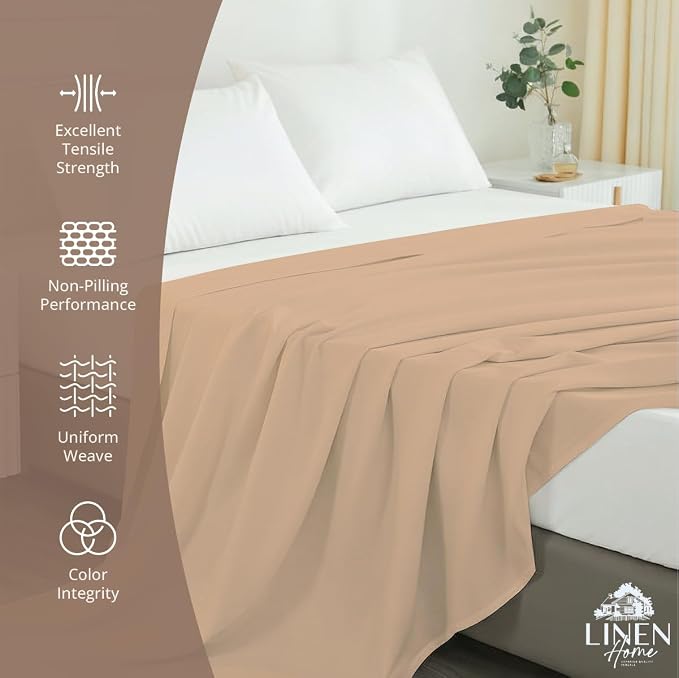 Linen Home 100% Cotton Percale 1 Flat Sheet, King Size - Image 5