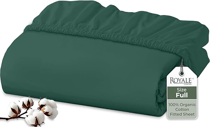 Royale Linens 100% Organic Cotton Fitted Sheet by ROYALELINENS
