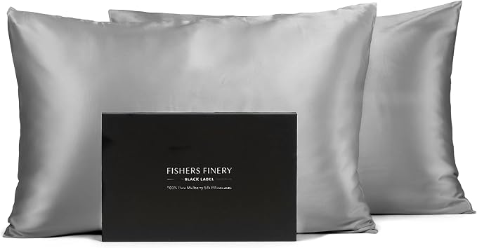 Fishers Finery 30mm 100% Pure Mulberry Silk Pillowcase 2 Pack, Quality Tested by FishersFinery