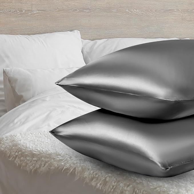 AUAUY 2 Pack Satin Silk Pillowcase, 19.69x31.50in Silk Pillowcases - Image 4