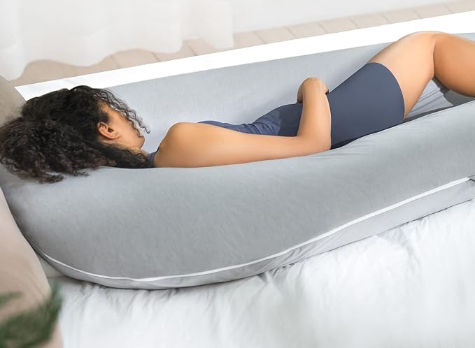 QUEEN ROSE Extra Long U Shaped Body Pillow, Cooling Pregnancy Pillows - Image 6