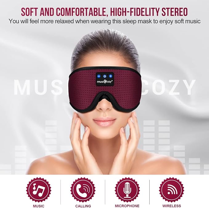 MUSICOZY Sleep Headphones Bluetooth 5.4 Headband Sleeping Eye Mask - Image 2