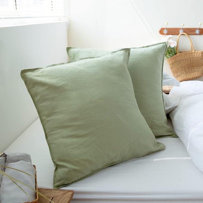 Simple&Opulence 100% Washed Linen Euro Shams 26'' x 26'' Pack of 2, Basic Style by SimpleOpulence