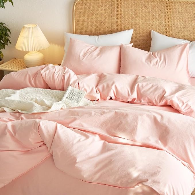 Wake In Cloud - Cotton Duvet Cover Set, Full Size, 100% Washed Cotton, Linen - Image 5