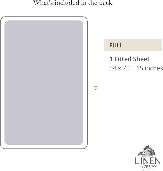 Linen Home 100% Cotton Percale Weave Fitted Sheet, Full Size, Prelude Purple - Image 6