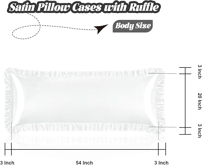 Homiest Ruffle Satin Body Pillow Cover, Silky Satin Body Pillowcase - Image 3