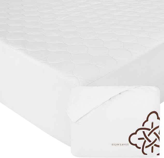 Bioweaves 100% Organic Cotton Mattress Pad Cover, GOTS Certified Cooling 300GSM by BIOWEAVES