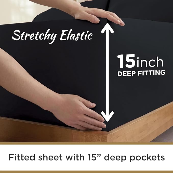 Ultra Soft Microfiber Full XL Fitted Sheets – 1800 Thread Count, Deep 15” Pocket - Image 4