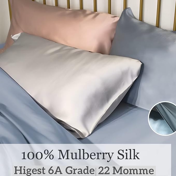 100% Mulberry Silk Pillowcase for Hair and Skin Made in USA, Real 22 Momme Silk - Image 3