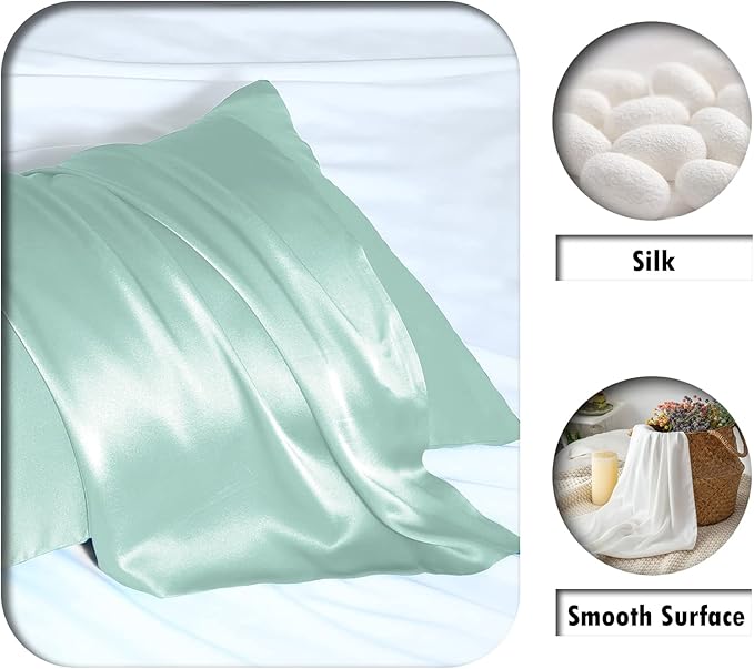 Silk Pillow Cases 2 Pack, Soft Breathable and Sliky Standard Size Pillow Cases - Image 2