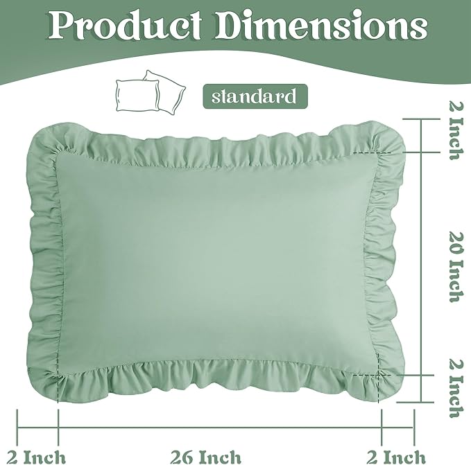 KKJIAF Ruffle Pillow Cases Standard Size Set of 2, Ruffled Pillow Covers - Image 3