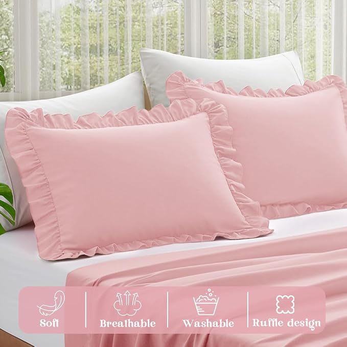 KKJIAF King Size Pillow Cases Set of 2, Light Pink, Envelope Closure, Fade - Image 4