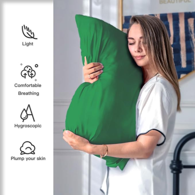 Silk Pillow Cases 2 Pack, Soft Breathable and Sliky Standard Size Pillow Cases - Image 3