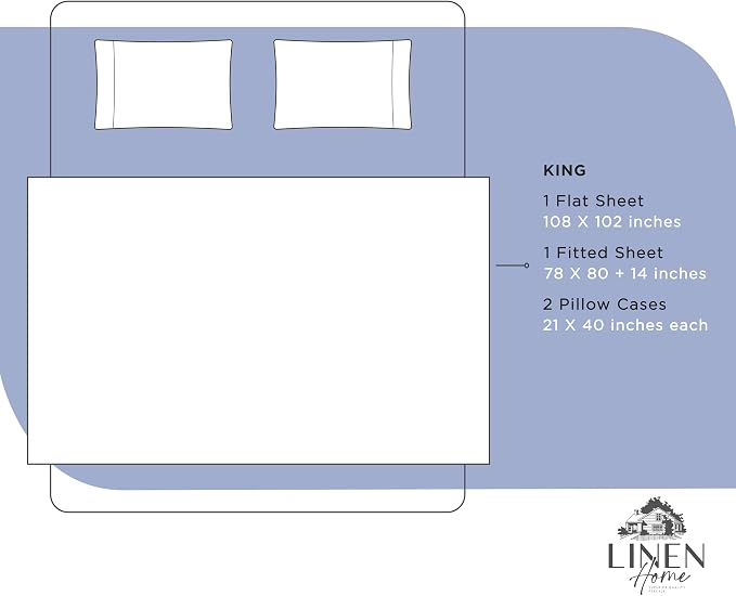 Linen Home 100% Cotton Percale Sheets King Size, Dark Blue, Deep Pocket - Image 6
