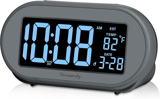 DreamSky Alarm Clocks for Bedrooms, Auto Set Digital Desk Clock for Bedside by DreamSky