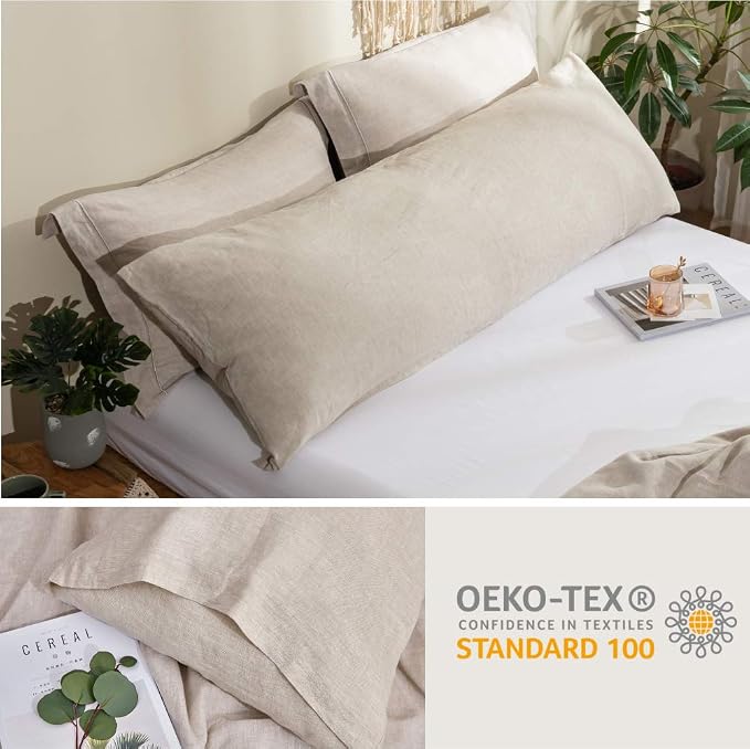 Simple&Opulence Body Pillow Cover 20" x 54", 100% Pure Linen, Ultra Soft and - Image 5