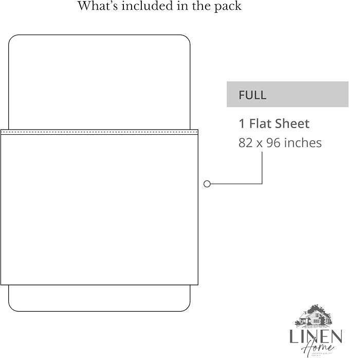 Linen Home 100% Cotton Percale 1 Flat Sheet, Full Size - Image 6