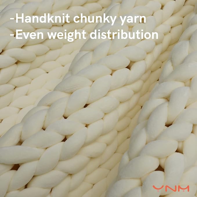 YnM Velvet Weighted Blanket, Handmade Chunky Knitted Design, Soft and Cozy - Image 2