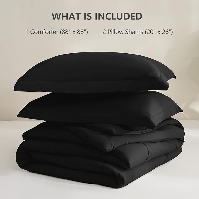CozyLux Queen Comforter Set Black - Image 6