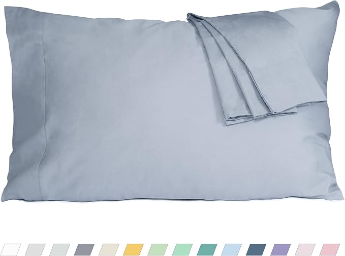 Pillow Cases, Standard Queen Size Cotton Percale Weave Pillowcases, Pre-Shrunk by HOMTEC
