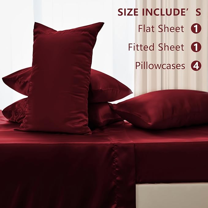 CozyLux Satin Sheets King Size Sheet Set - Image 2