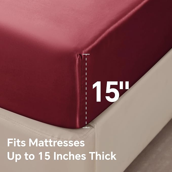 BEDELITE Satin Fitted Sheet and Pillowcases Set, Luxury Soft Similar to Silk - Image 5