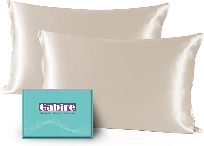 Gabire Mulberry Silk Pillow Cases Set of 2, Both Sides Real Silk Pillowcase by MulberrySilkPillowcases