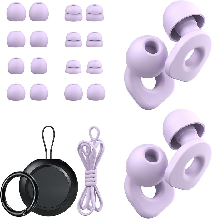 2 Pairs of Earplugs for Sleeping, Reusable Hearing Protection Ear Plugs by LOETRUY