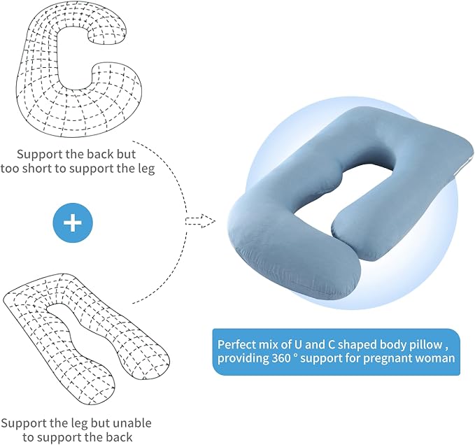 U-Shaped Pregnancy Pillow for Sleeping, Full Body Support for Back, HIPS & Belly - Image 4