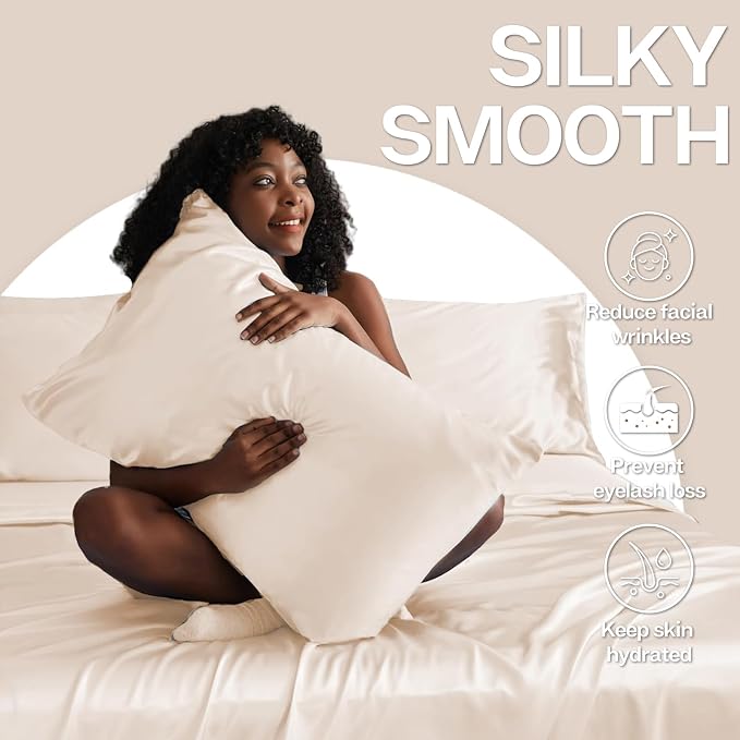 MR&HM Satin Pillowcase for Hair and Skin, Silk Satin Pillowcase 2 Pack - Image 4