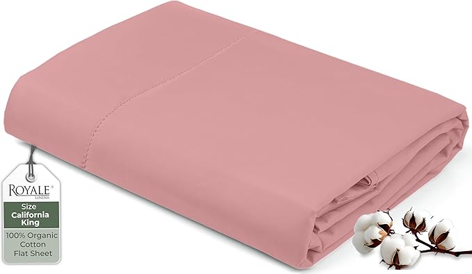 Royale Linen 100% Organic Cotton California King Flat Sheet Only by ROYALELINENS