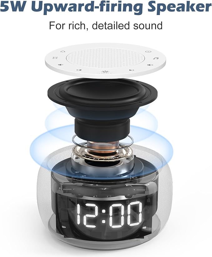Buffbee Sound Machine & Alarm Clock 2-in-1, 0-100% Clock Face Brightness - Image 3