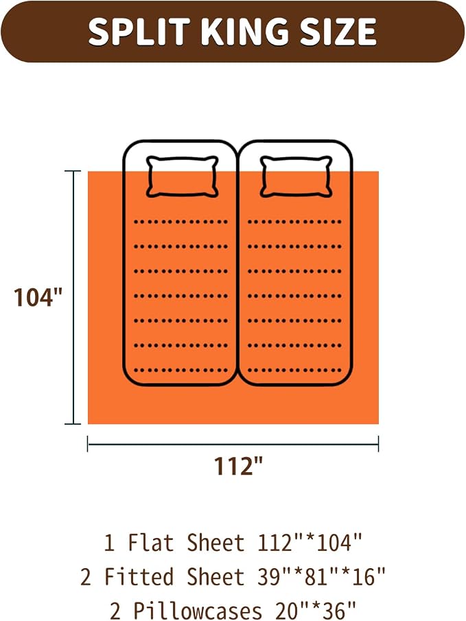 LBRO2M Split King Sheet Sets for Adjustable Bed 1000 Thread Count 100% Egyptian - Image 8
