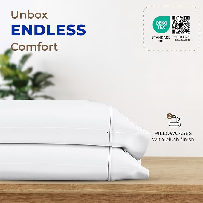 Thread Spread 100% Egyptian Cotton King Size Pillow Cases Set of 2 - Image 3