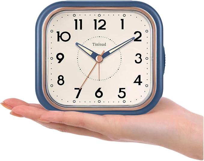 Tinload 4.3" Vintage Retro Analog Alarm Clock, Super Silent Non Ticking Clock - Image 4