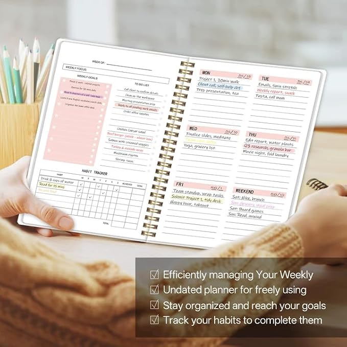 Undated Weekly Planner- Weekly Goals Notebook, A5 To Do List Planner, Habit - Image 6