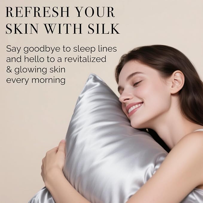 Ravmix Silk Pillow Cases with Zipper, 21momme Mulberry Silk Pillowcase - Image 2