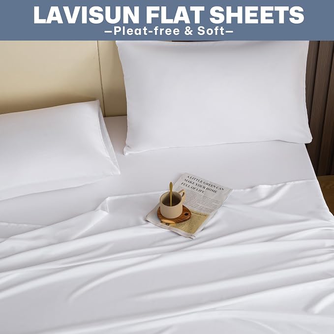 Lavisun Flat Sheets 2 Pack, Hotel Quality Flat Bed Sheets, Brushed Microfiber - Image 8
