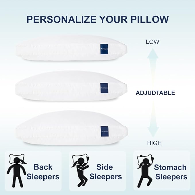 ACCURATEX Pillows Standard Size Set of 2, Hybrid Shredded Memory Foam Pillow - Image 4