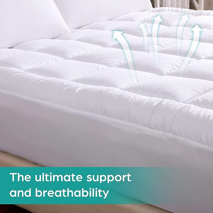 WhatsBedding Waterproof Mattress Pad King Size Cotton Top Down Alternative - Image 2