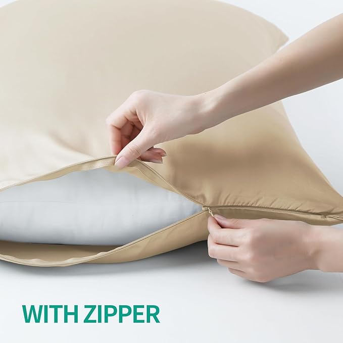 1 Pack Body Size Bamboo Viscose Zippered Pillow Case, 400 Thread Count Cooling - Image 5
