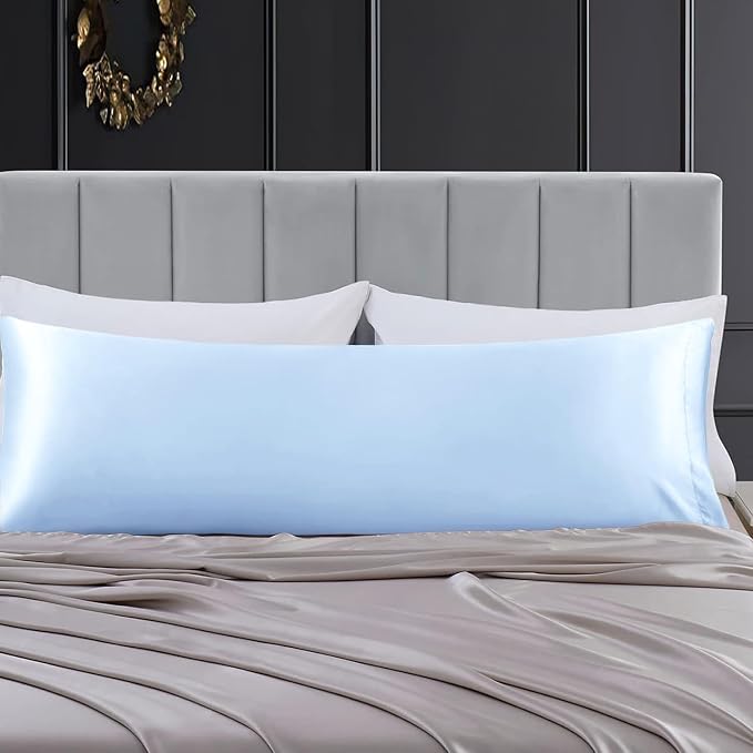 Aormenzy Satin Body Pillow Cover Set of 2, 20x54 Inches Baby Blue Body Pillow - Image 7