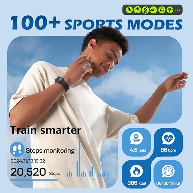 MorePro Health Fitness Tracker for Women Men, 24/7 Heart Rate Blood Pressure & - Image 6