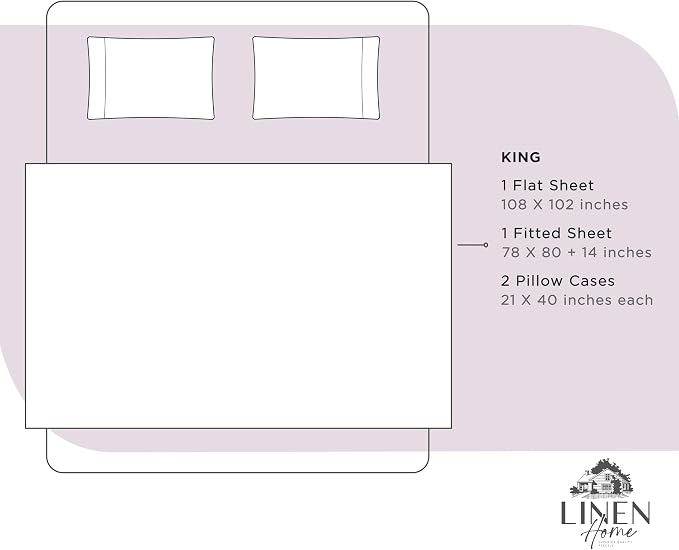 Linen Home 100% Cotton Percale Sheets King Size - Image 6