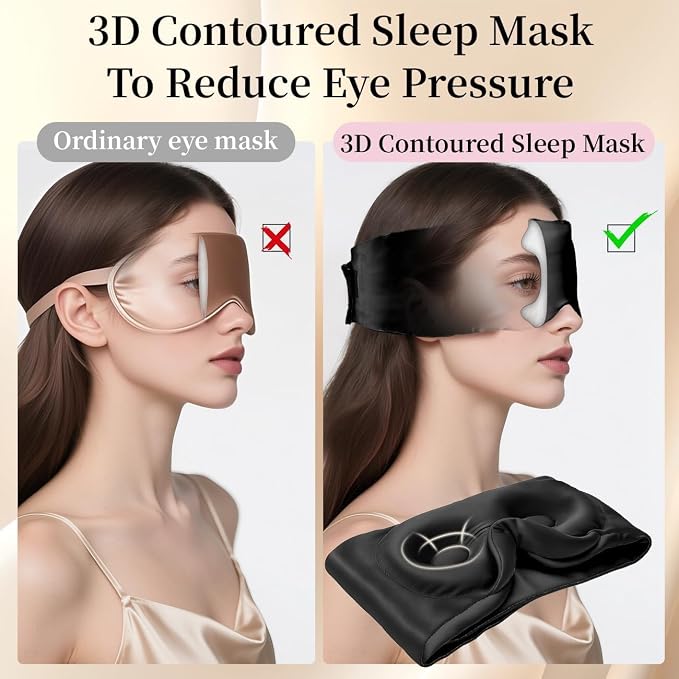 USlixury Silk Sleep Mask, 3D Contoured Sleeping Masks, 100% Mulberry Silk - Image 2