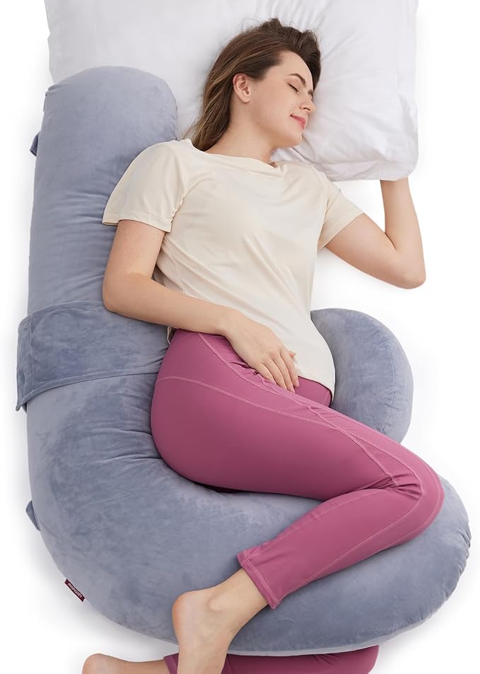 Momcozy Pregnancy Pillow, Original F Shaped Maternity Pillow by Momcozy