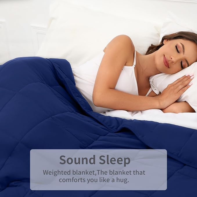 Weighted Blanket 48''x72''x12lbs Weighted Blankets NavyBlue heavey Blanket - Image 2