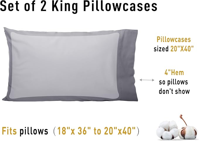Sunflower King Pillowcases Set of 2, 100% Cotton King Pillow Cases 2, 20×40 - Image 8